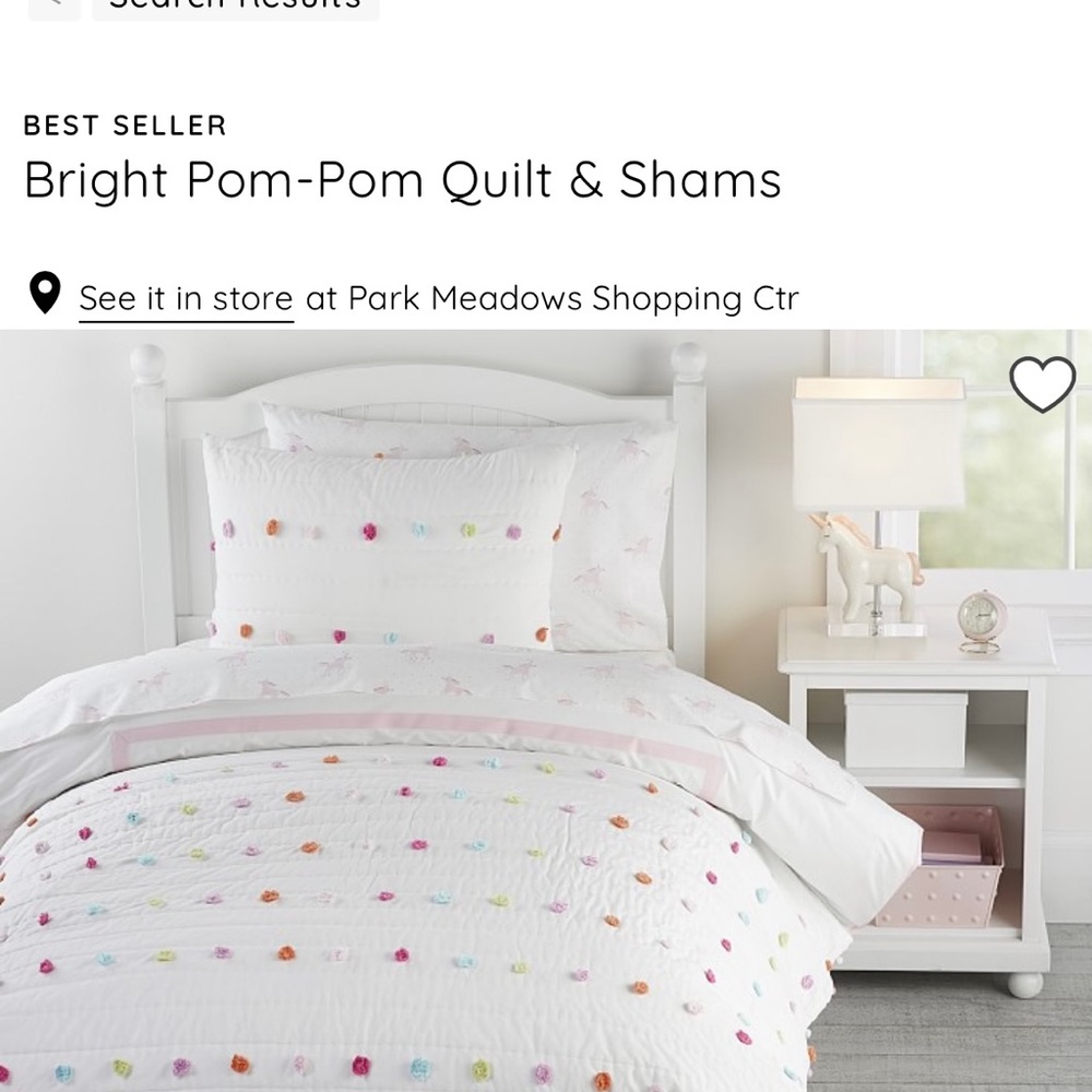 Pottery Barn Kids Bestseller Rainbow Pom Pom Quilt, Euro Sham & Standard Sham